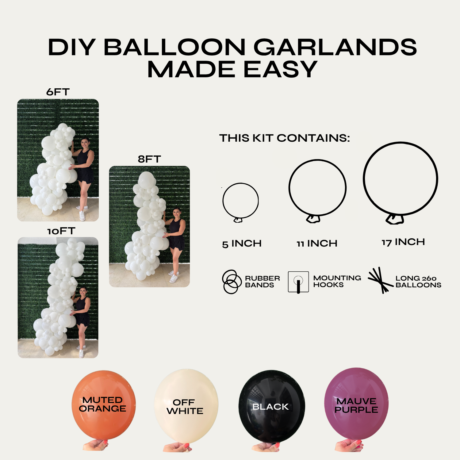 Halloween Balloon Garland Kit - Muted Orange & Mauve Purple