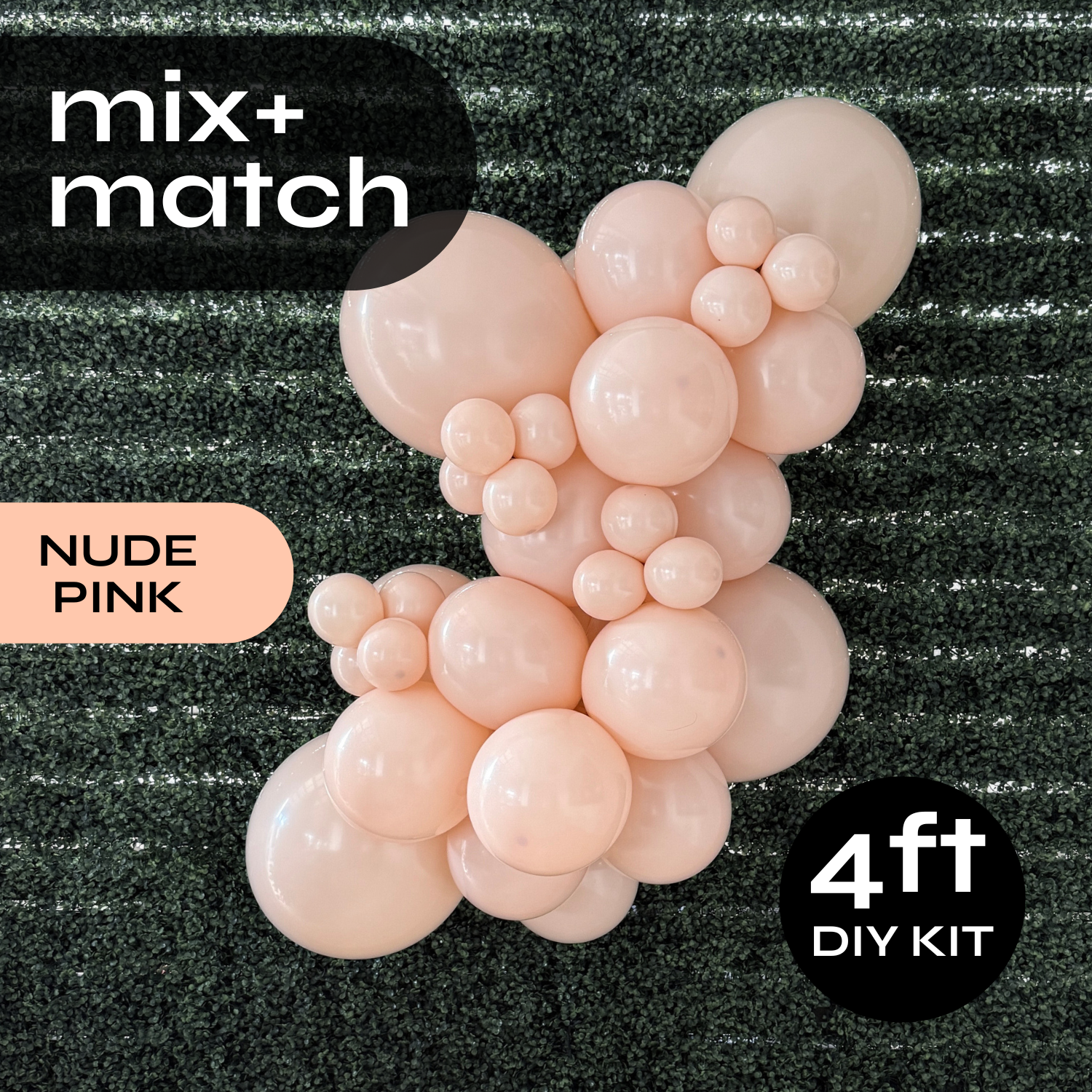 Pop Up Balloon Garland Kit, Mix & Match Nude Pink 4ft Professional Grade Latex Balloon Arch